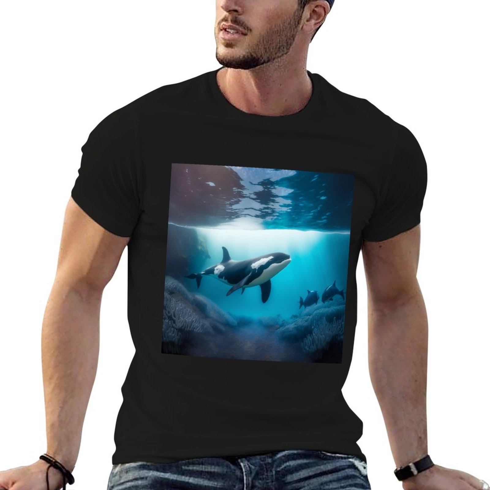 Undershirt Crew Neck - Under Sea Orca T-shirt Minimalistisch effen