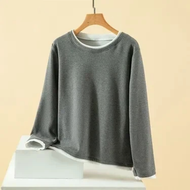 Dames Plus Size Fake Two Piece - Undershirt Crew Neck recensie en prijs